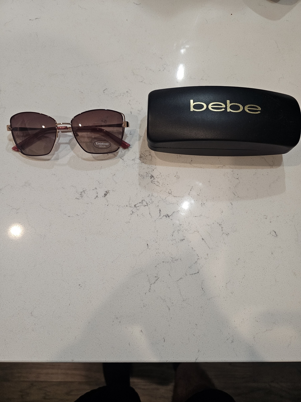 bebe Rose-Tinted Gradient Sunglasses with Gold Frame